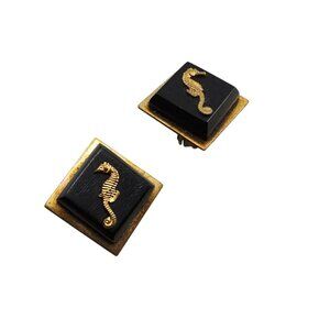 Antique Unsigned Jean Painleve French Galith Seahorse Earrings (A9009)